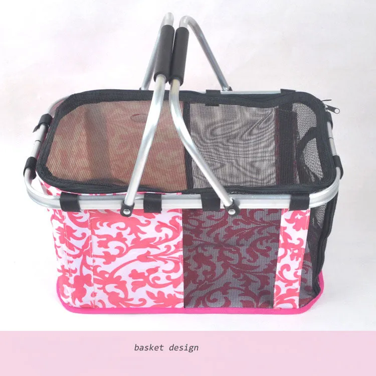Sidiou Group Foldable Portable Outdoor Pet Dog Carrier Hand Basket Carrying Bag  Pet Mesh Cage